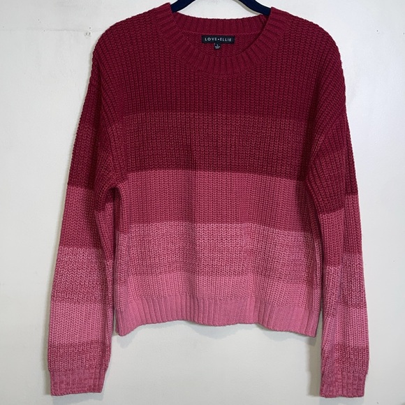 Burgundy Love Ellie Colorblock Sweater Large EUC - Picture 2 of 6